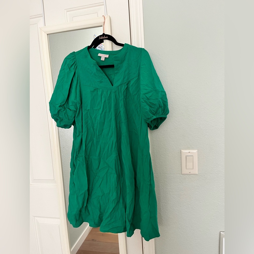 Knox rose women’s green puff sleeve dress